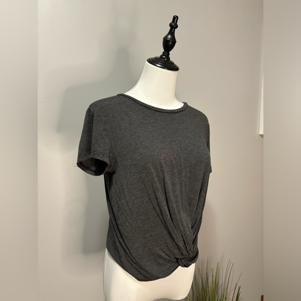 Antistar black and gray crop top with bunching detail